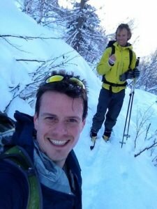 Gabriel and I wading into La Crèmerie
