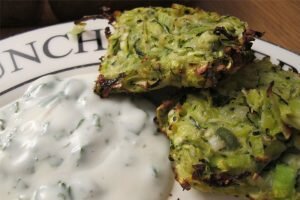 Courgette Fritters with Mint Yoghurt