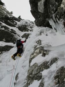 Robin leading pitch 1 of Lillaz Gully